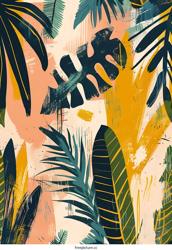 Tropical Leaves Abstract Painting