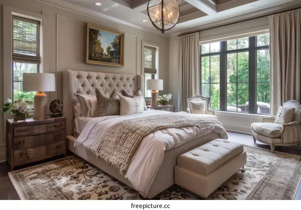 A Luxurious and Cozy Master Bedroom with Natural Light