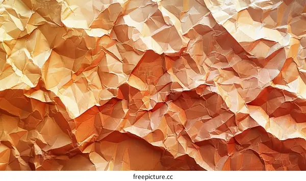 Orange crumpled paper texture