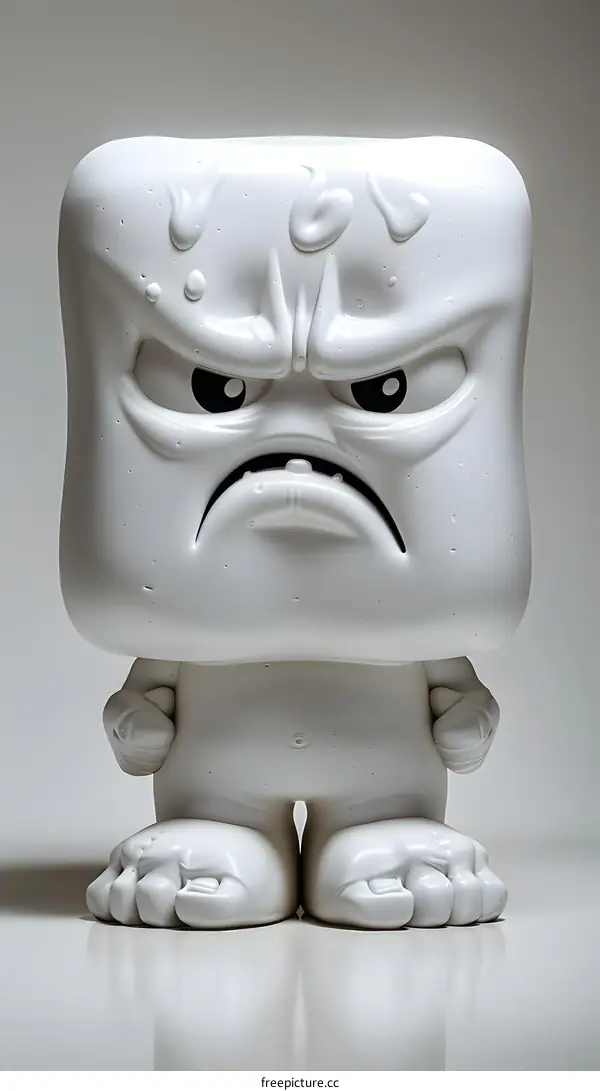 Angry white figure on white background