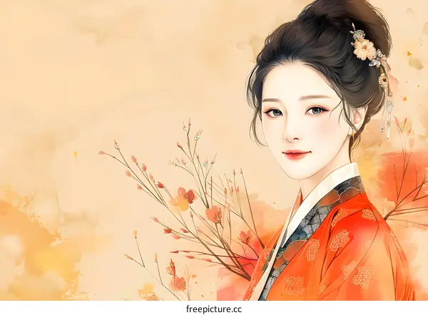 A beautiful Chinese woman in traditional dress