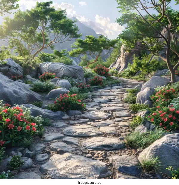 fantasy stone path in the forest