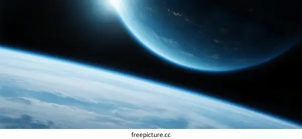 Earth and its neighboring planet in the vast space