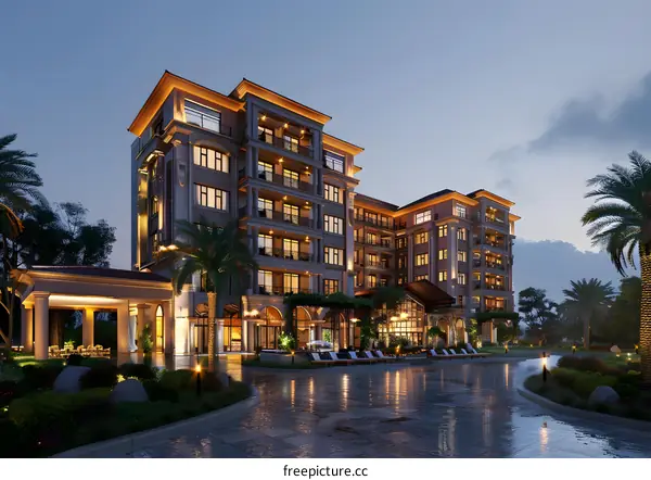 Luxury hotels near palm trees