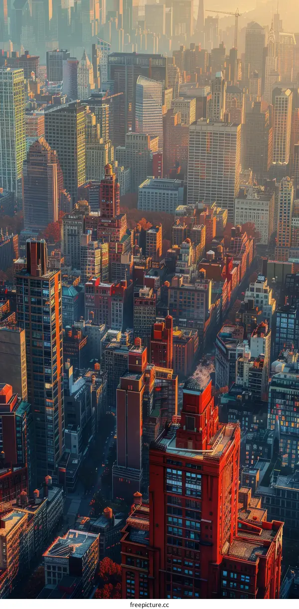 Aerial View of a Vibrant City Skyline