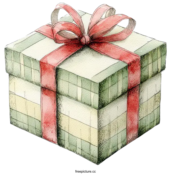 [Transparent Background PNG]Beautiful Gift Box with a Red Ribbon