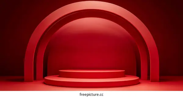 Red Archway Podium Display Illustration