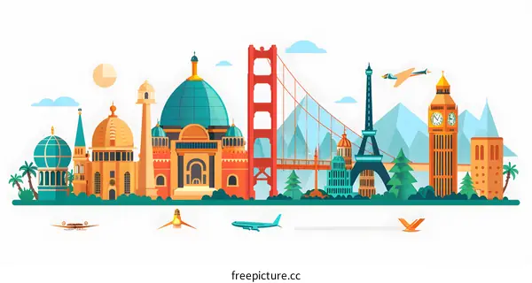 World Famous Landmarks Illustration