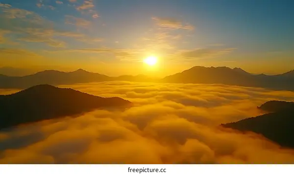 Sunrise over Mountain Cloudscape Majestic Sunrise