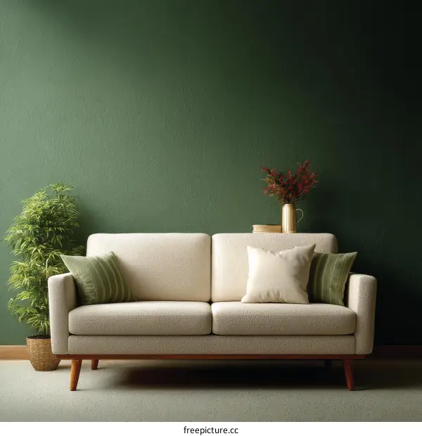 Modern Living Room Interior Design with Green Walls