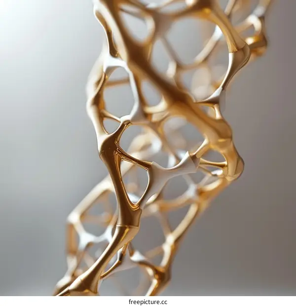 Gold and White Molecular Model Rendering