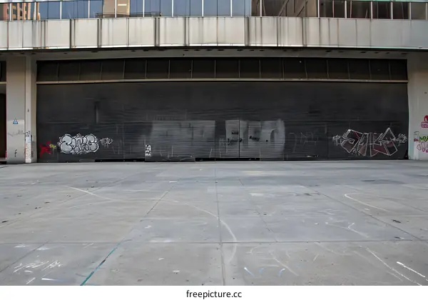 Graffiti on a Metal Gate in Front of a Concrete Building