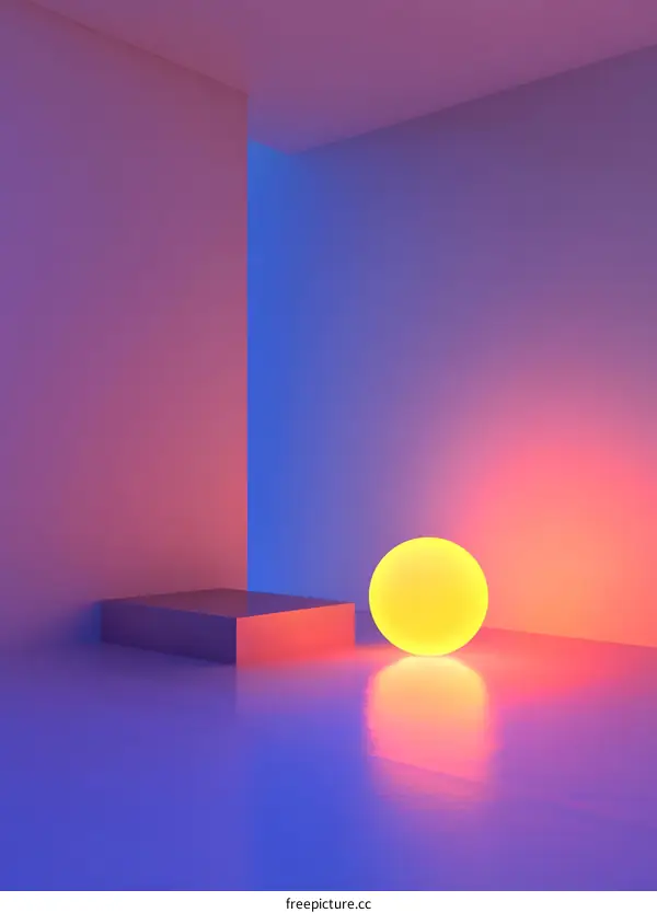 Abstract 3D Rendering Neon Lights And Geometric Shapes