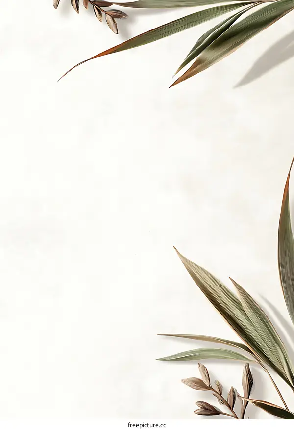 Dried Leaves Border on White Background