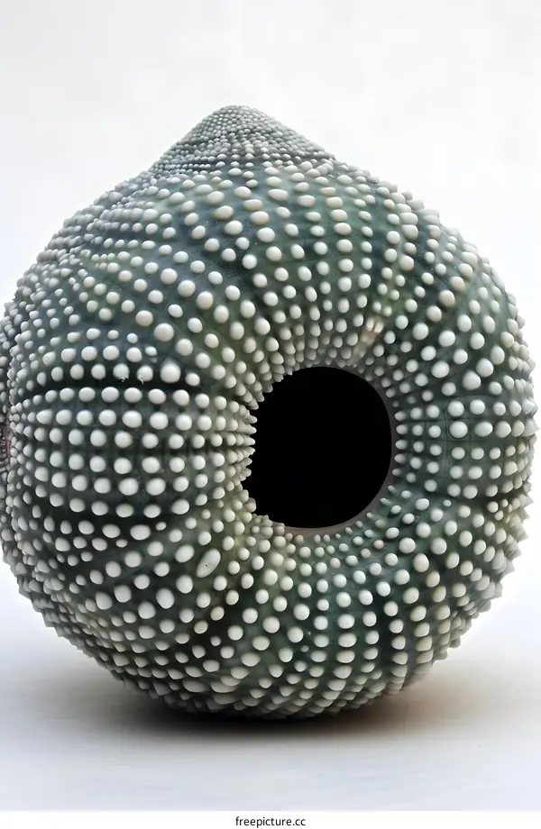 Green and White Textured Ceramic Sculpture