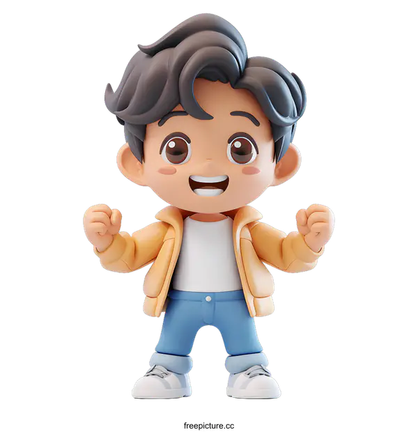 [Transparent Background PNG]3D rendering of a cute cartoon boy