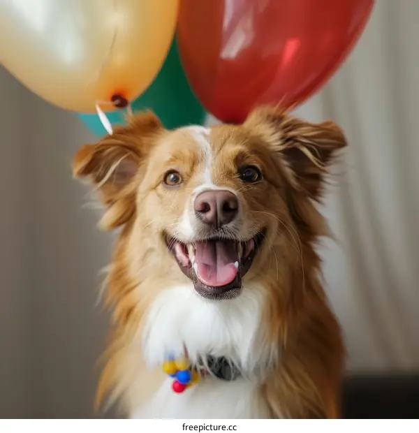 Happy Dog with Balloons