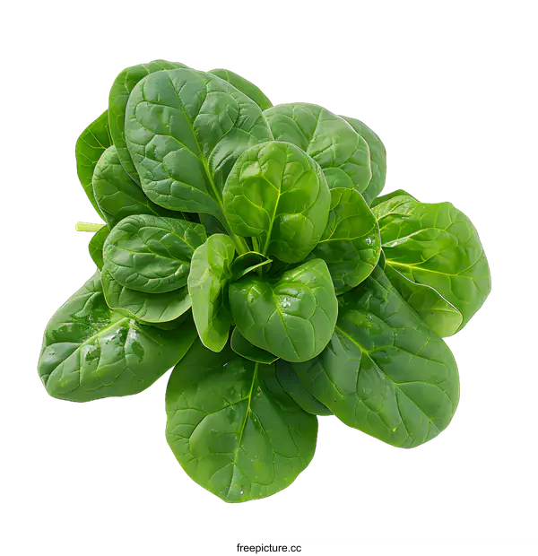 [Transparent Background PNG]Fresh Green Spinach Leaves Isolated on White Background