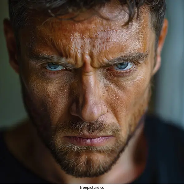 Closeup Portrait of a Serious Man