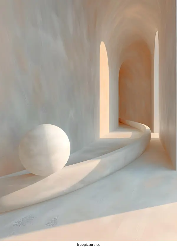 Abstract Minimalist Architecture With Sphere