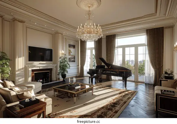 Sophisticated Living Room Boasting Grand Piano