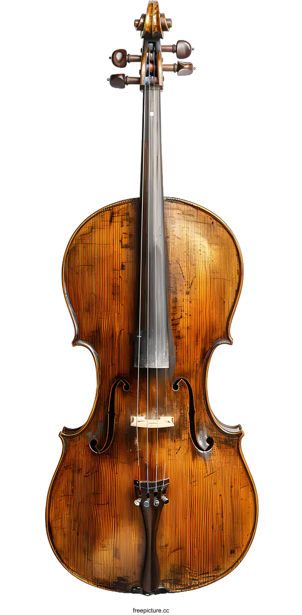 [Transparent Background PNG]A wooden violin with a white background
