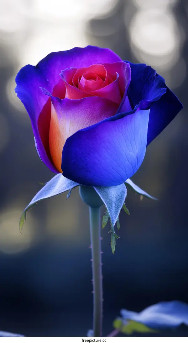 Vibrant Multicolored Rose in Closeup
