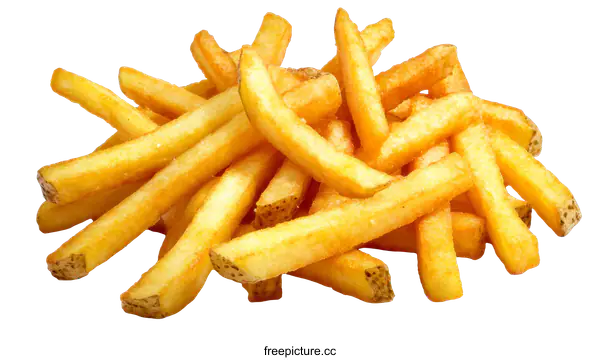 [Transparent Background PNG]Golden French Fries Pile Close Up