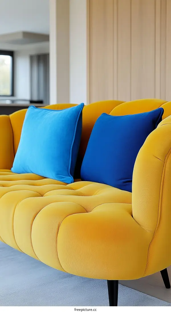 Modern Mustard Yellow Sofa with Vibrant Cushions