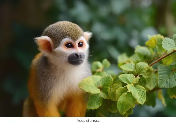 Close-up of a Squirrel Monkey in its Natural Habitat