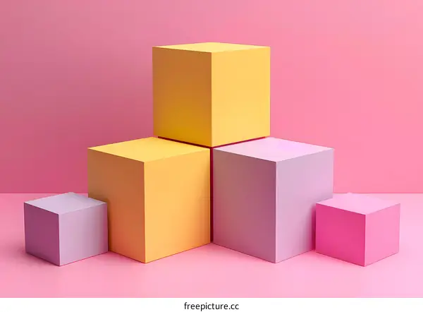 Abstract Geometric Shapes On Pink Background