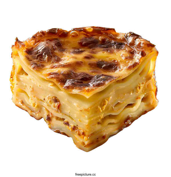 [Transparent Background PNG]Delicious Lasagna Slice on White Background