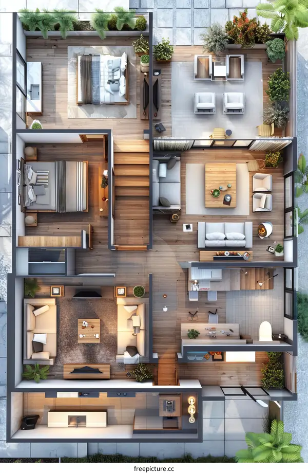 Top view of a modern house