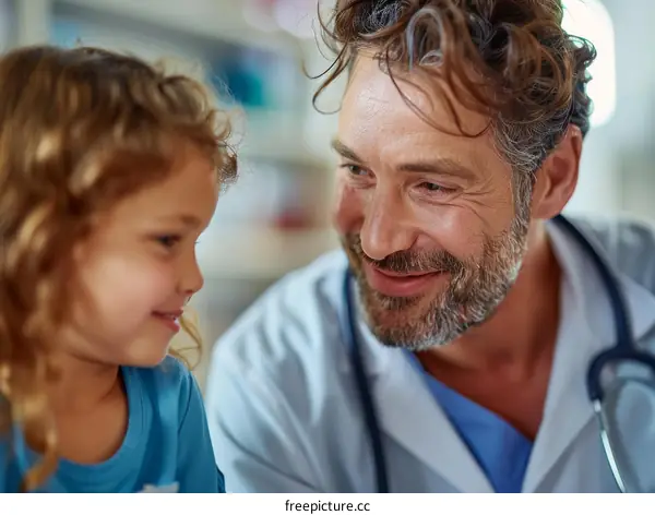 Male doctor with young female patient