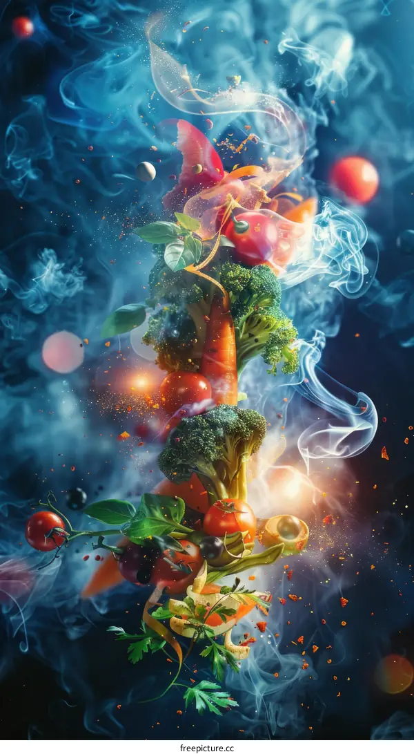 Vibrant Still Life of Assorted Vegetables and Spices