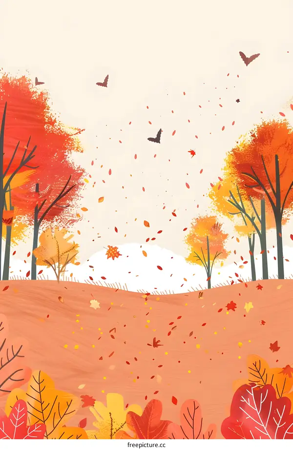 Autumn Leaves Falling From The Trees Illustration