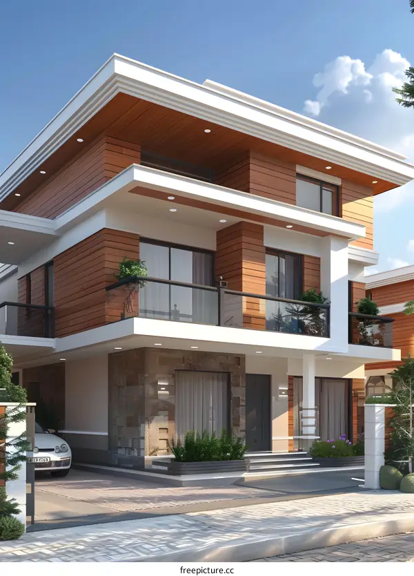 A beautiful two-story house with a modern design