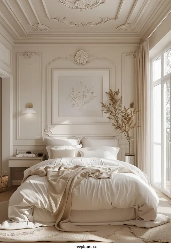 Elegant Beige Bedroom Interior Design