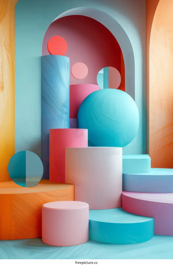 Colorful Geometric Shapes 3D Render