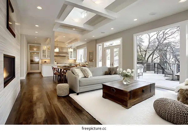 Modern Home Living Room with Patio View