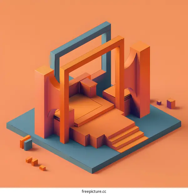 Abstract Geometric 3D Shapes Design