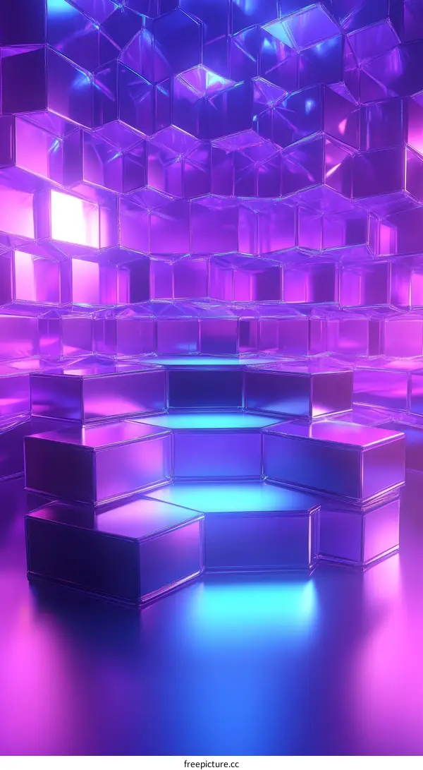 Abstract Neon Geometric Hexagonal Structure