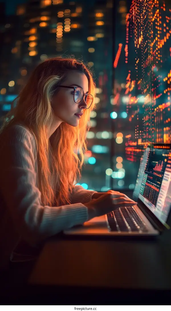 Nighttime Cityscape View and Work