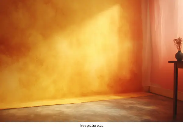 Warm Sunlit Yellow Wall Studio Background