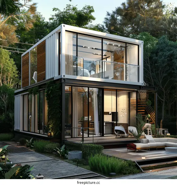 Contemporary Container Home Nestled in a Lush Green Forest