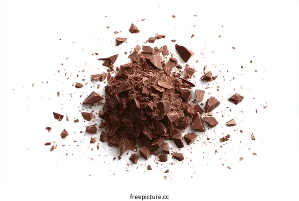 Broken Chocolate Pieces Isolated on White Background