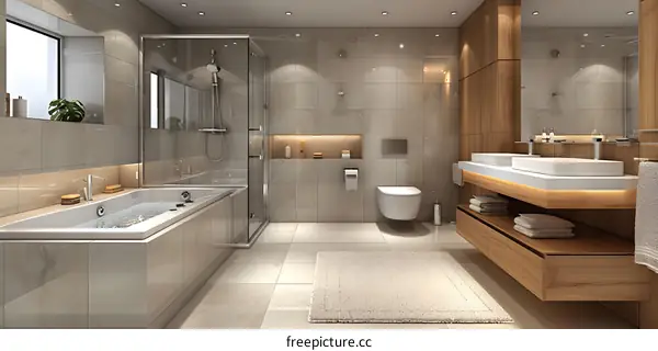 Modern and minimalist bathroom