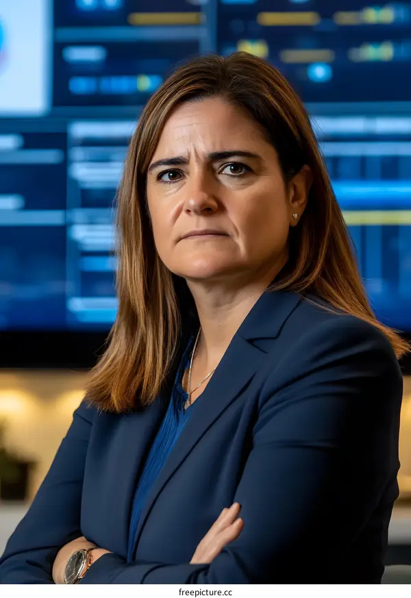 Portrait of a Confident Woman in a Blue Suit