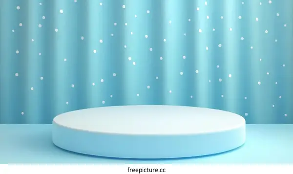 Pastel Blue Round Display Podium with Snowflakes