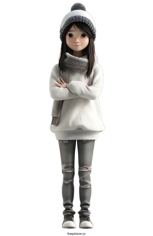 [Transparent Background PNG]Cute Girl Wearing Winter Clothes Illustration